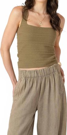 Dex Clothing Square Neck Textured Tank In Dusty Sage