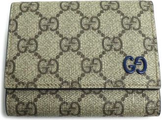 Gucci Beige Blue Gg Supreme Wallet (Tri-Fold) (Pre-Owned)