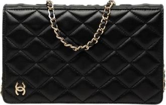 Chanel Pre-owned Book Wallet on Chain - Dames - Vintage Mini Tas - Zwart - ONE Size - Leer - Vintage
