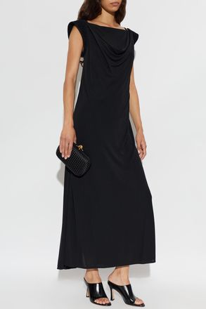 Bottega Veneta Long Dress With A Slit, Womens, Black