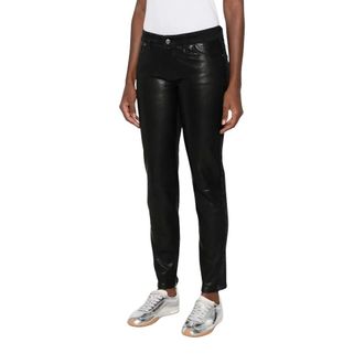 7 For All Mankind Broeken, Dames, Zwart, W24, Leer, Lederbroek