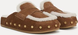 Veronica Beard Womens Fenix Shearline Mule In Hazelwood