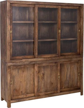 Wanderlust Deco Vitrina De Madera Artesanal Marr&oacute;n 160x45x190h Cm