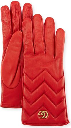 Gucci GG Marmont Chevron Leather Gloves