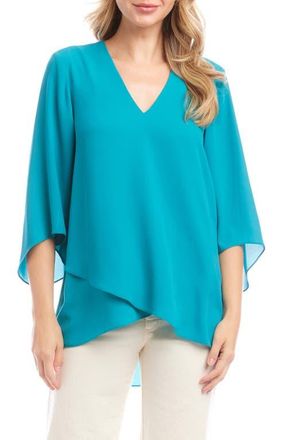 Karen Kane Asymmetrical Crepe Top in Teal at Nordstrom, Size Medium