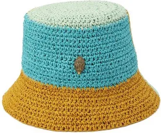 Kurt Geiger Colorblock Raffia Bucket Hat in Mint Leaf at Nordstrom
