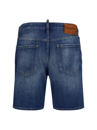 Dsquared2 Distressed Denim Bermuda Shorts - Navy
