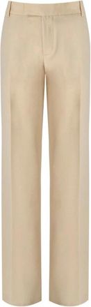 Federica Tosi Boter Wijde Pijp Broek - Dames - Wijde Broeken - Beige - XS - Wol - Broeken