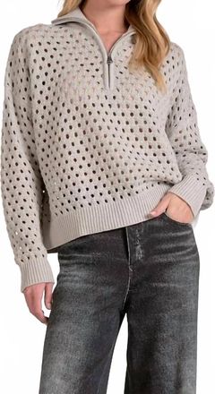 Elan Arabella Half Zip Sweater In Grey