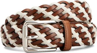 Tod's braided weave buckle belt - men - Calf Leather/Canvas - 95 - White