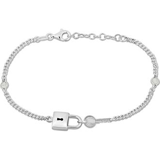 Delmar Sterling Silver Lock & Key Curb Chain Bracelet at Nordstrom Rack