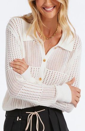 Bishop + Young Sporty Pointelle Cardigan in Ivory at Nordstrom, Size X-Small