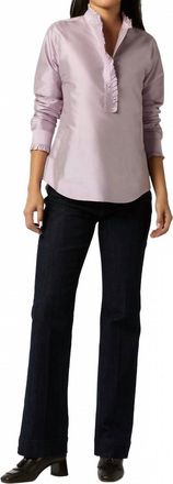 Ann Mashburn Frill Shirt In Lilac Silk Shantung