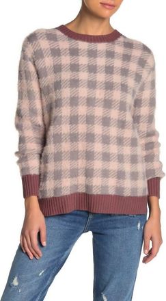 Susina Shoes Buffalo Checkered Print Smoke Pullover Sweater In Pink