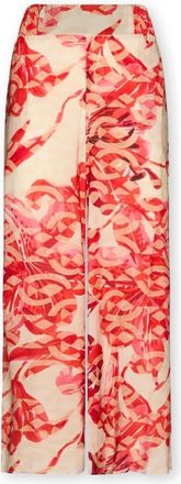 Elena Miro Printed Palazzo Pants - Dames - Wijde Broeken - Rood - 2XL - Broeken