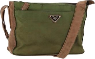 Prada Pre-owned Cross Body Bags, female, Green, Size: ONE SIZE Pre-owned Vintage Nylon Shoulder Bag
