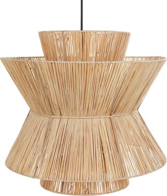 Beliani L&aacute;mpara Colgante Con Base De Hierro Fabricada De Paja Natural Estilo Boho Telamba
