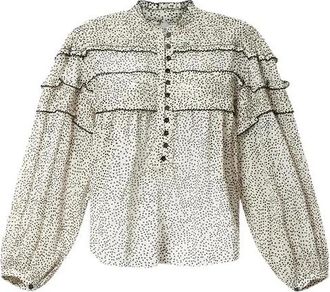 Isabel Marant Doane Ruffled Voile Blouse - Dames - Blouses - Beige - XS - Katoen - Overhemden