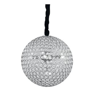 Netlighting PLANET 5 Light Spherical Pendant Ceiling Light Chrome Crystals 35cm in Grey