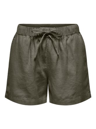 Only Shorts ONLY ONLGOA MW LIN BL PULL-UP SHORTS CC PNT, Damen, Gr. XL, N-Gr, smokey olive, Web, Obermaterial: 70% Viskose, 30% Leinen, unifarben, regular 