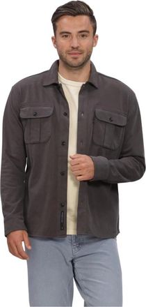 Butcher of Blue Phil Peached Jersey Overshirt - Heren - Casual Overhemden - Grijs - M - Katoen - Overhemden