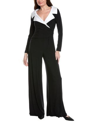 Joseph Ribkoff Spread-Collar Tuxedo Jumpsuit