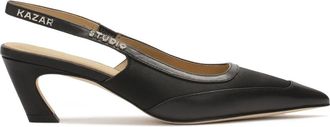 Kazar Zwarte slingback-pumps met een modieuze hak - Dames - Sandalen met hakken - Zwart - 39 EU - Leer - Schoenen