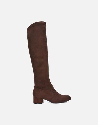 XY London Womens XY London Womens/Ladies June Low Block Heel Knee-High Boots - Brown - Size: 7