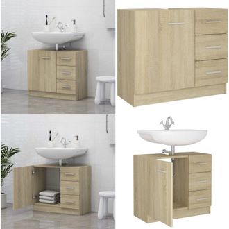 vidaXL Mobile Sottolavabo Rovere Sonoma 63x30x54 cm Legno Multistrato - Armadio da bagno - Armadio in legno