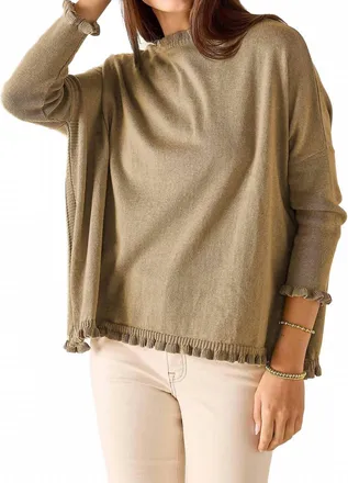 Mersea Catalina Ruffle Sweater In Saddle