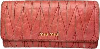 Miu Miu Pre-owned Leather Wallet - Dames - Vintage Accessoires - Roze - ONE Size - Leer - Vintage