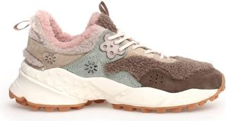 Flower Mountain Womens Kotetsu Suede Sneaker In Beige/ Pink