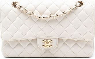 Chanel White Medium Classic Caviar Double Flap