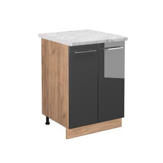 Vicco Mueble Bajo De Cocina Fame-line, Antracita Alto Brillo, 60 Cm, Et M&aacute;rmol