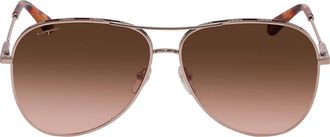 Ferragamo Salvatore Ferragamo Brown Gradient Pilot Ladies Sunglasses SF268S 795 62