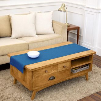 Solino Home Linen Table Runner for Dining Table, Holiday and Everyday Table Decor - Classic Hemstitch in Indigo Blue at Nordstrom, Size Xx-Small