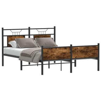 Berkfield Home Bed Frame without Mattress Smoked Oak 140x200 cm Engineered Wood in Brown