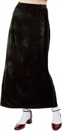 Sadie & Sage Midnight Oil Velvet Maxi Skirt In Dark Moss