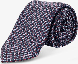 Ferragamo Cravatta Crema in seta con stampa Intreccio - FERRAGAMO - gender_Man