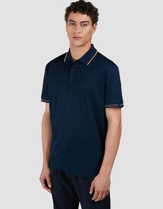 Paul & Shark Mens Paul & Shark Mens Polo in Fine Pique Cotton with Contrast Trims - Navy - Size: 40