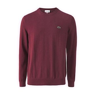 Lacoste Round-neck Knitwear, male, Red, Size: 3XL Maglia girocollo con logo basi