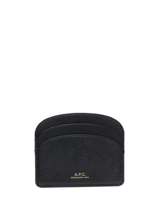 A.P.C. WomanS Demi Lune Black Hammered Leather Cardholder