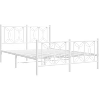 vidaXL Estructura cama sin colchón con estribo metal blanco 140x200 cm Vidaxl
