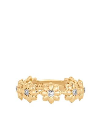 Sara Weinstock 18k yellow gold diamond flower ring