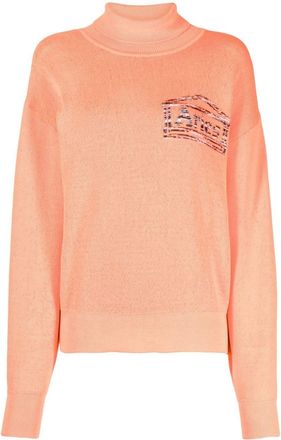 Aries logo-print roll-neck jumper - women - Polyester/Cotton - S - Orange