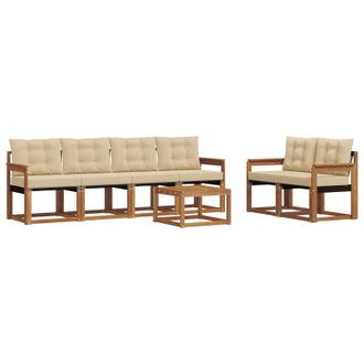 vidaXL Conjunto De Sof&aacute;s De Exterior Con Coj&iacute;n 7 Pcs Natural Y Beige Vidaxl