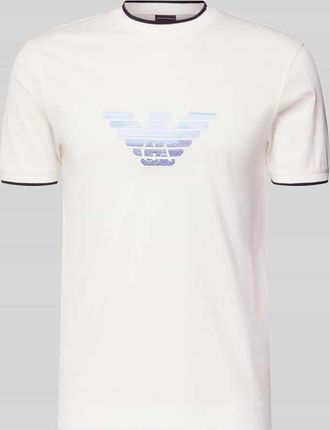 Emporio Armani Regular Fit T-Shirt mit Logo-Stitching in Offwhite, Gr&ouml;&szlig;e XXL