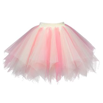 Produktbild von Damen Tütü Rock Minirock Mehrlagiger Tutu-Rock Karneval Party Kostüm Minirock Tanzkleid Partykleid Kostüm Karneval Kostüm Damen Tüllrock Für Halloween Dress Up Party (Gold, One Size