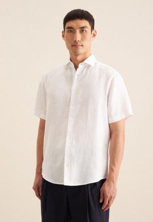 Seidensticker Businesshemd SEIDENSTICKER Regular, Herren, Gr. XXL (45), normale &Auml;rmell&auml;ngen, weiss (wei&szlig;), 100% Leinen, unifarben, regular fit, gerader Abschluss, H