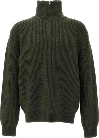 A.P.C. A.p.c. - Daniel Zip-Neck Sweater - Heren - Truien - Groen - Maat: L Wol